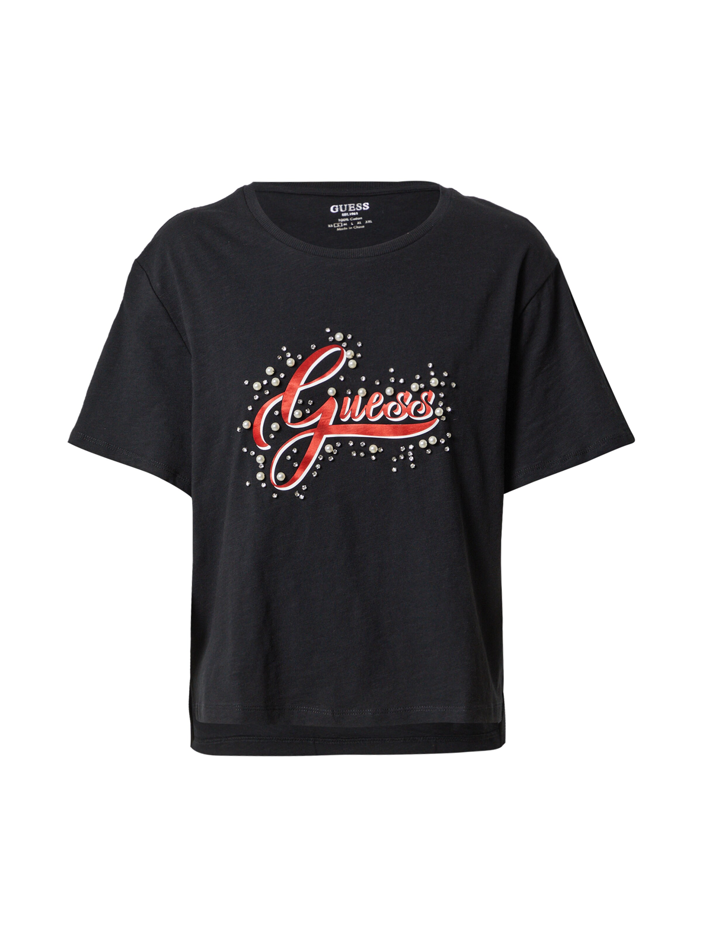 Frauen Shirts & Tops GUESS T-Shirt 'Leontina' in Schwarz - JR98358 Frauen Shirts & Tops GUESS T-Shirt 'Leontina' in Schwarz - JR98358