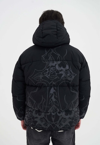 Ed Hardy Зимно яке 'Flaming Rose' в черно