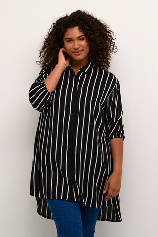 KAFFE CURVE Blouse 'Sonna' in Zwart: voorkant