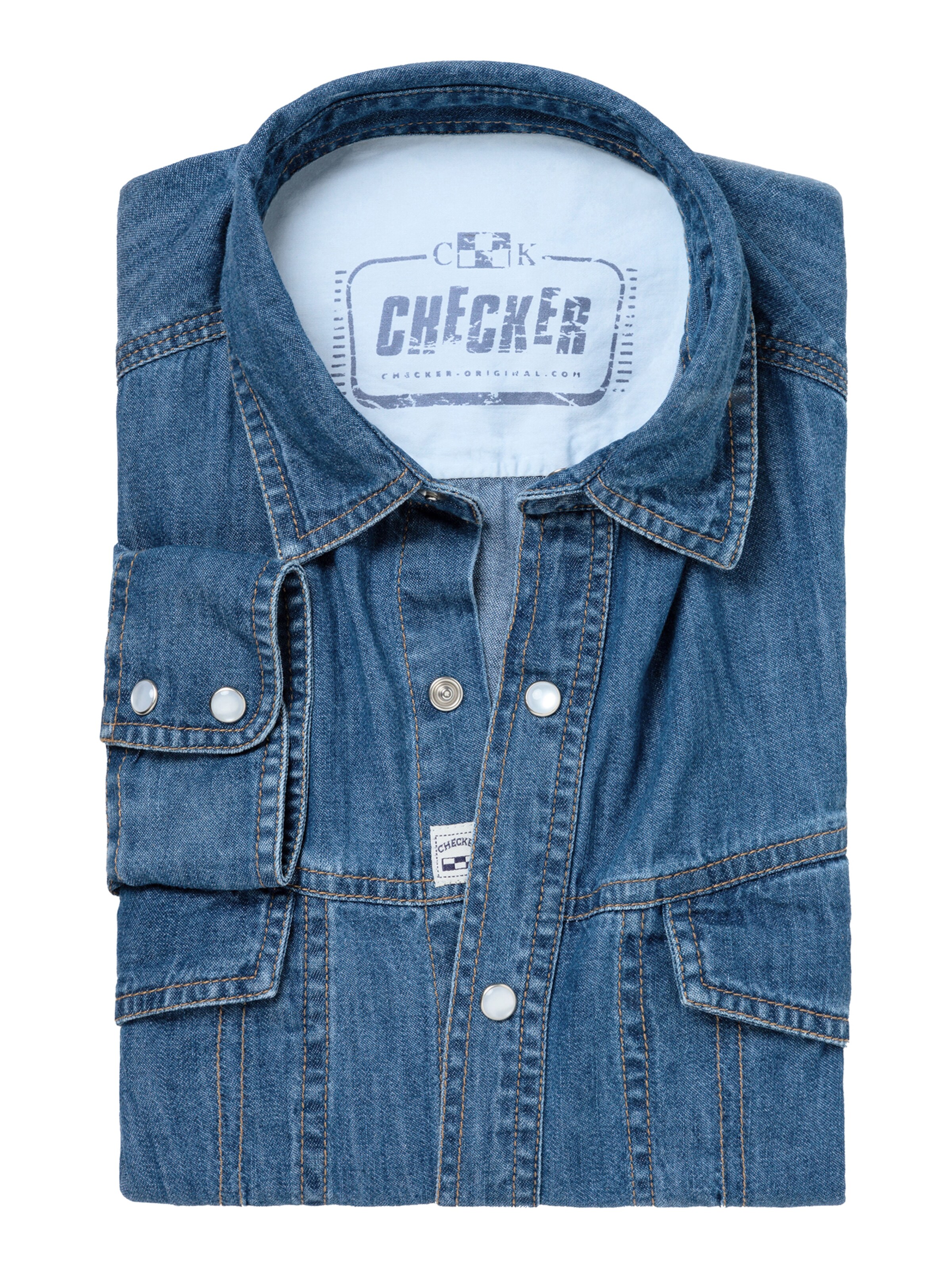 Checker - Ajuste regular Camisa ' Dynasty Denim ' en azul