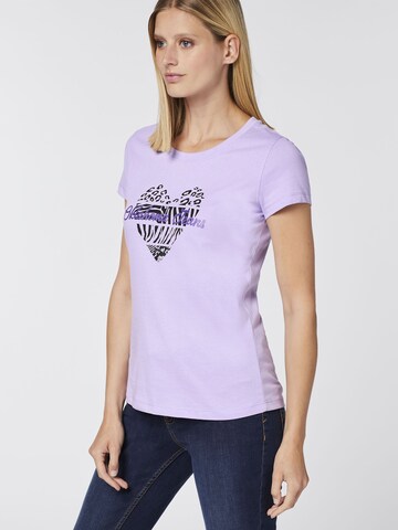 Oklahoma Jeans T-Shirt ' mit Herz-Motiv und Logo-Schriftzug ' in Lila