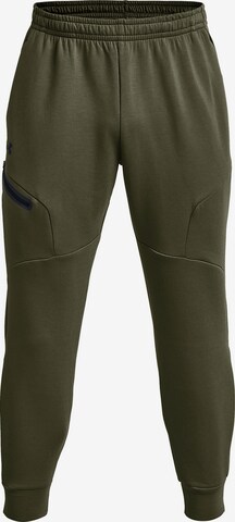 UNDER ARMOUR Tapered Workout Pants 'Unstoppable' in Green: front