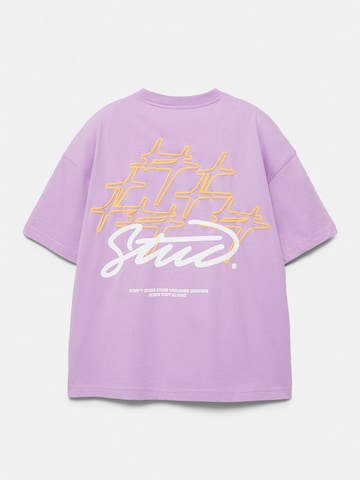 Pull&Bear Shirt 'STWD COMMUNITY REFRESH' in Purple