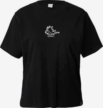 T-shirt 'Chilly Cat' Iriedaily en noir : devant