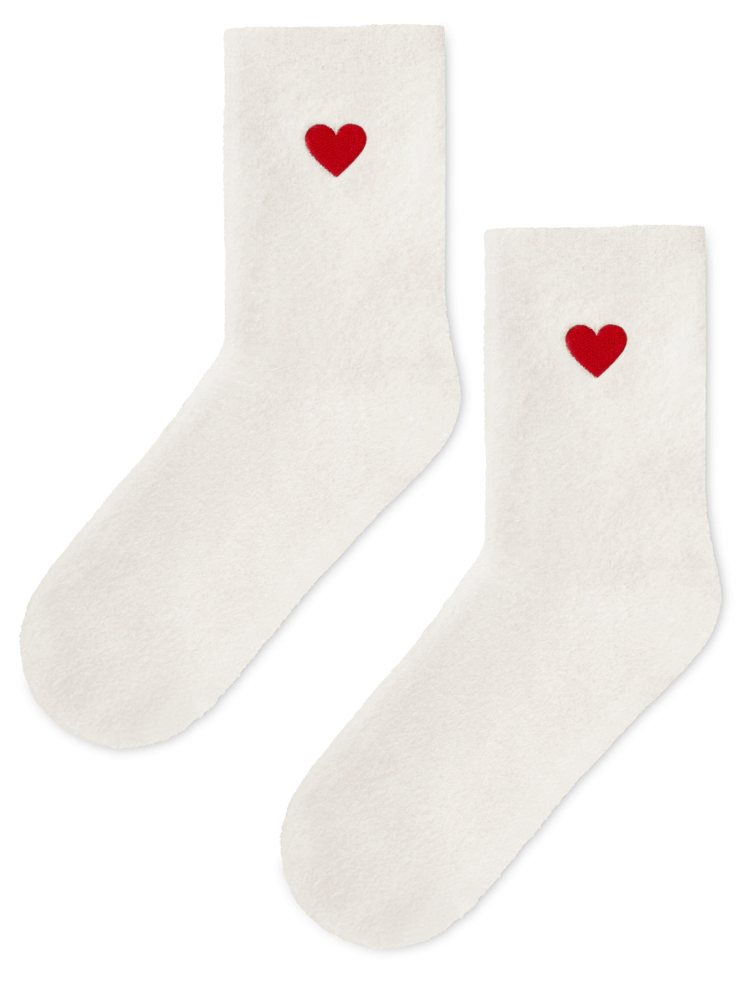 Circle Five Socks 'Kuschelsocken mit Icon Stickerei Herz Avocado Banane' in White: front