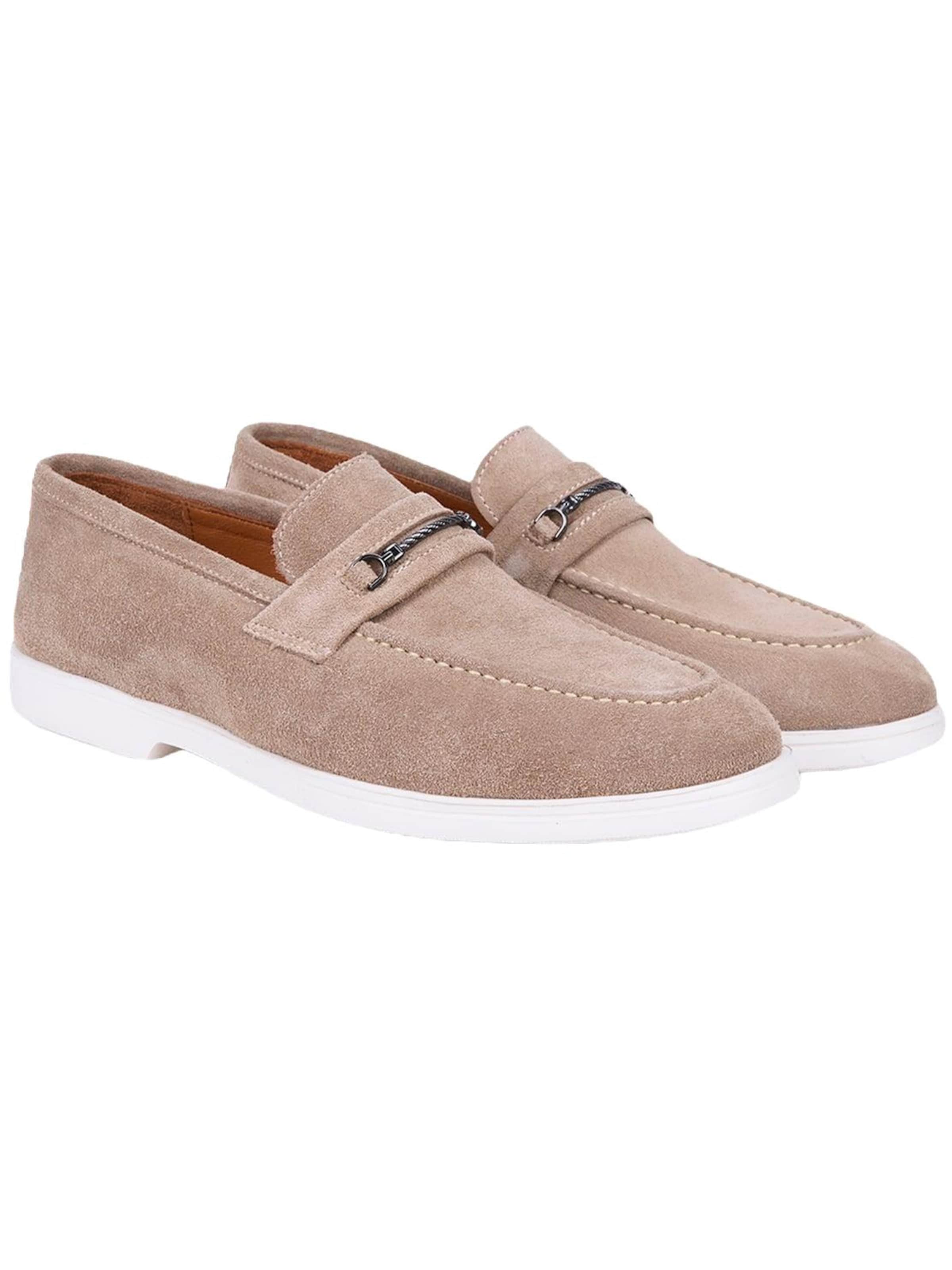 Desa Mokassin 'DESA Herren-Wildlederslipper mit Metalldetails'‌‌‌‌‌ in Beige: Vorderseite