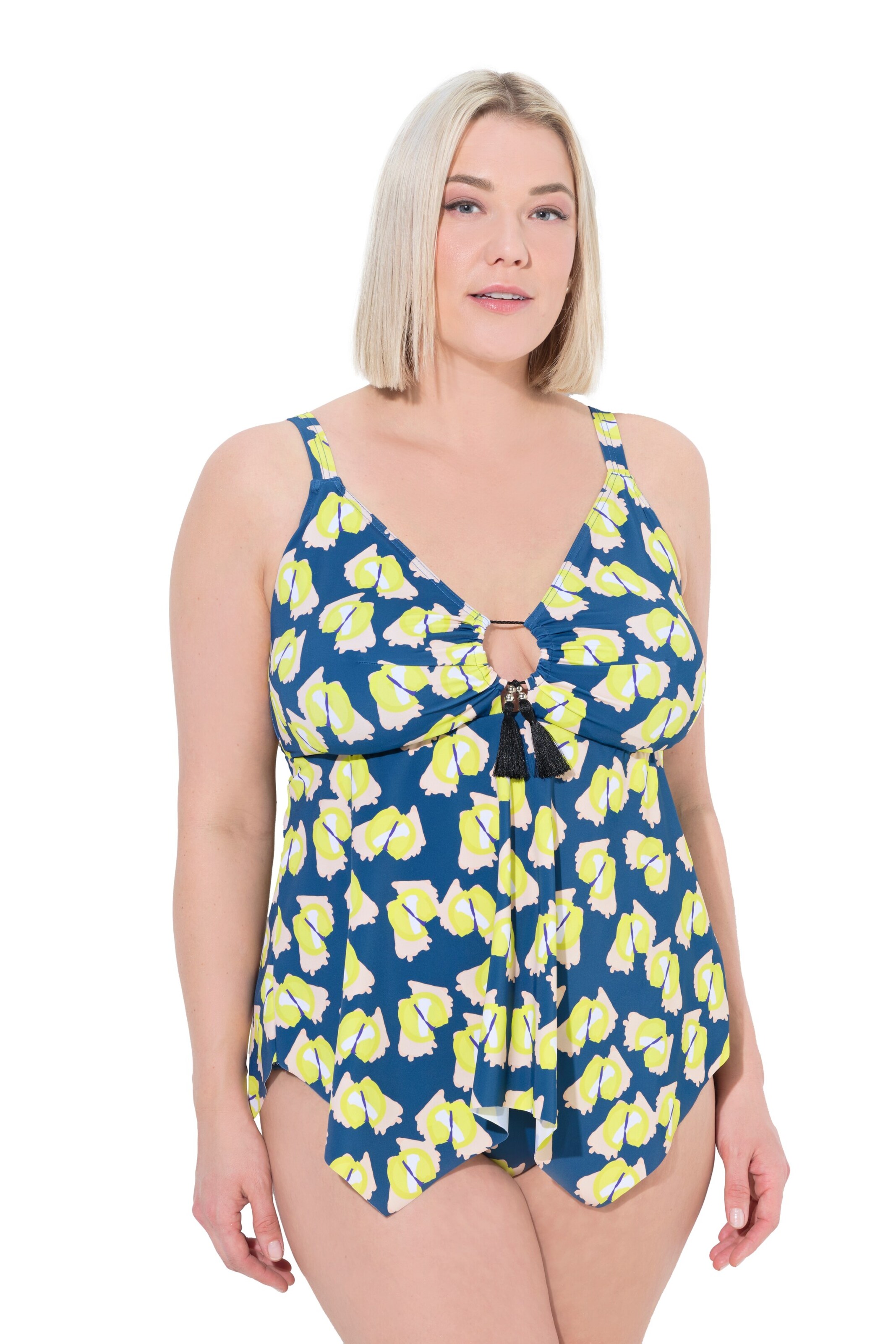 Ulla Popken Triangel Badeanzugkleid in Blau: Vorderseite