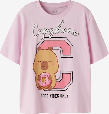Maglietta 'Capybara' di NAME IT in rosa: frontale