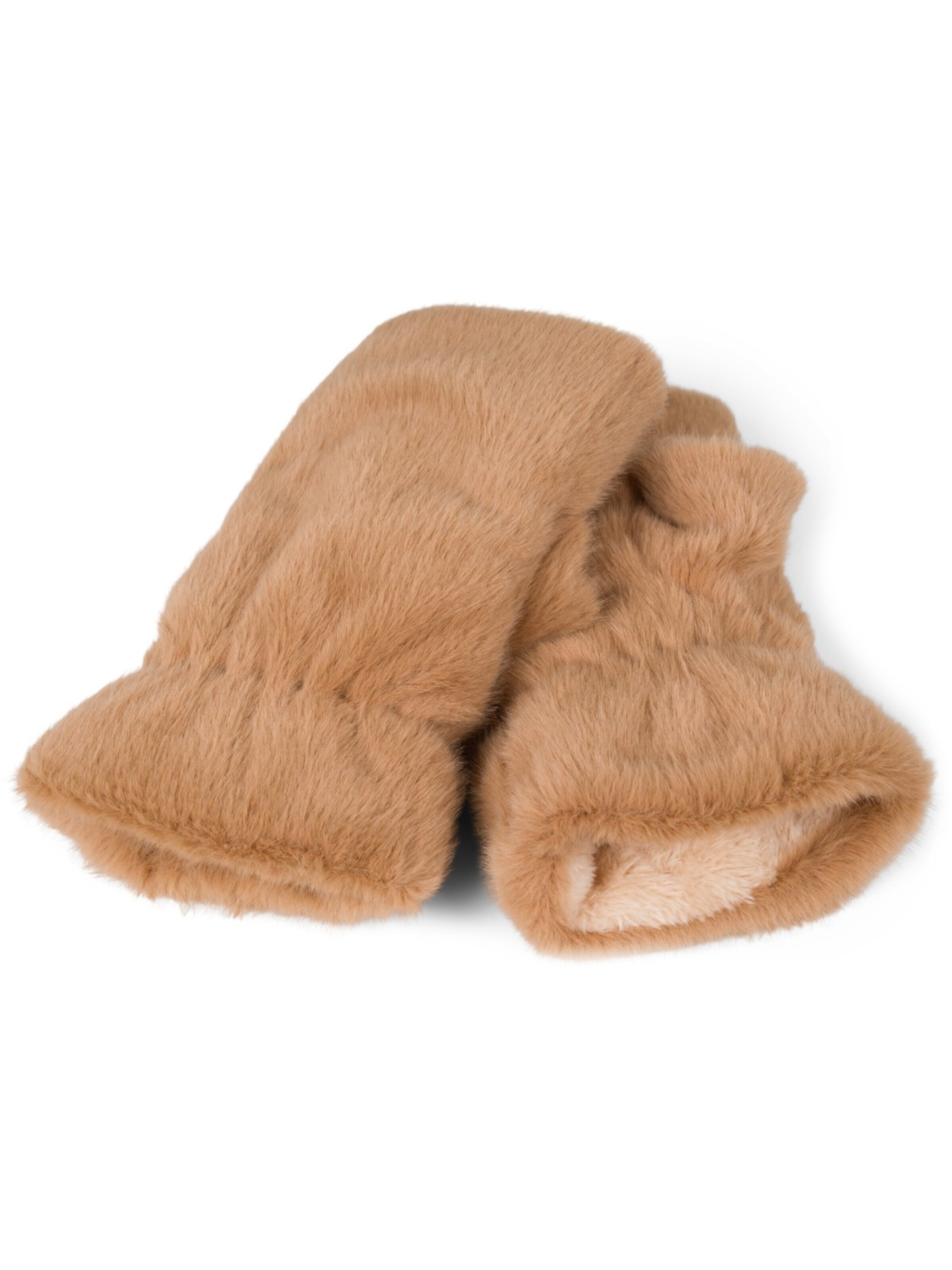 styleBREAKER Kurzfingerhandschuhe 'Fingerlose Handschuhe Kunstfell Einfarbig'‌‌‌ in Beige: Vorderseite
