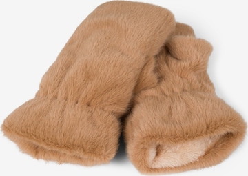 styleBREAKER Kurzfingerhandschuhe 'Fingerlose Handschuhe Kunstfell Einfarbig' in Beige: Vorderseite