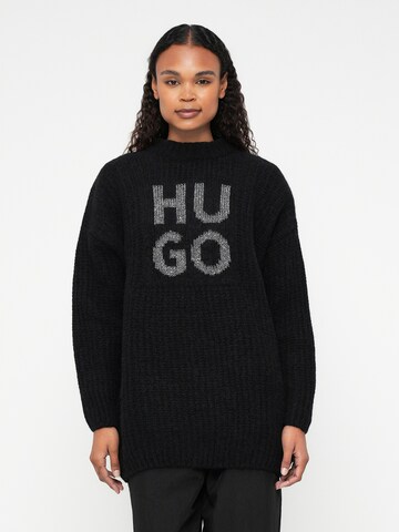 HUGO Svetr 'Sloguis' – černá: přední strana