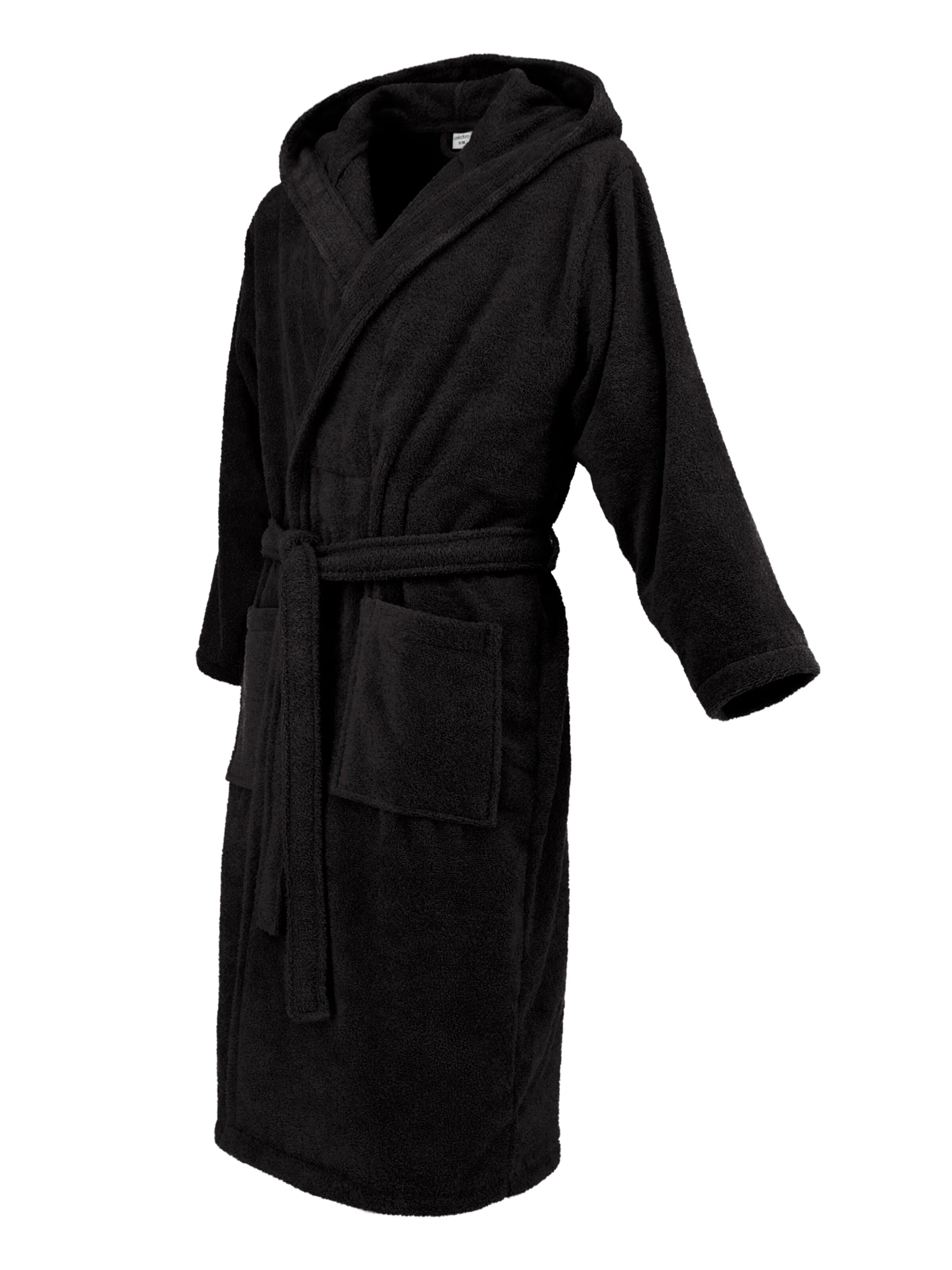 celodoro Long Bathrobe 'Home & Spa Collection' in Black: front