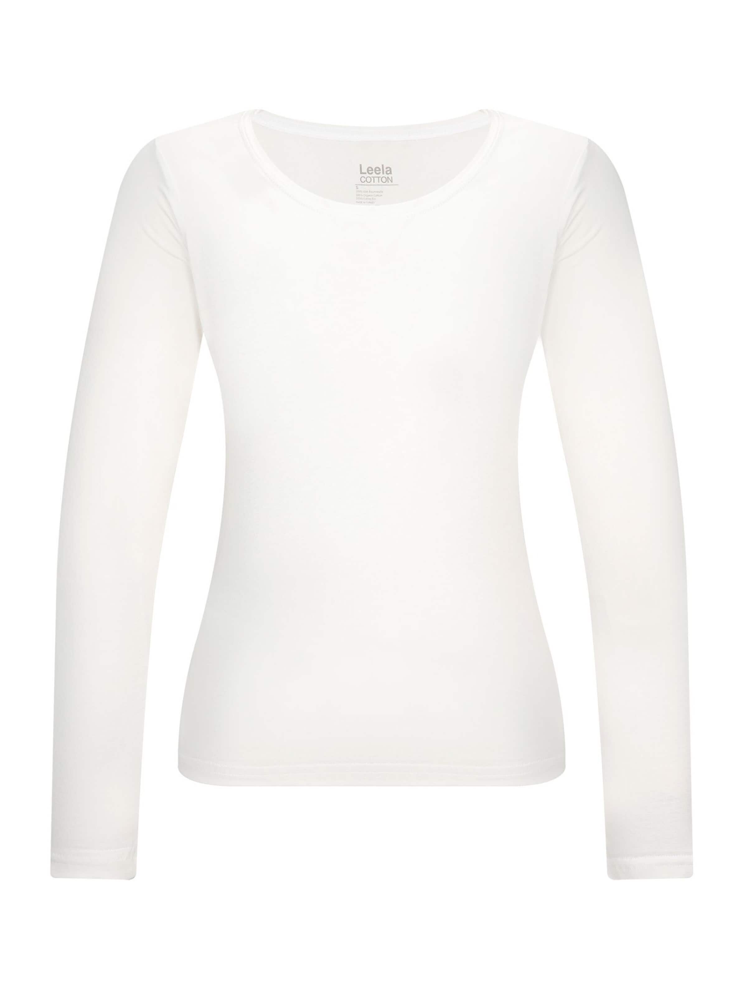 Leela COTTON Shirt 'Damen Bio-Baumwoll Langarmshirt' in White: front