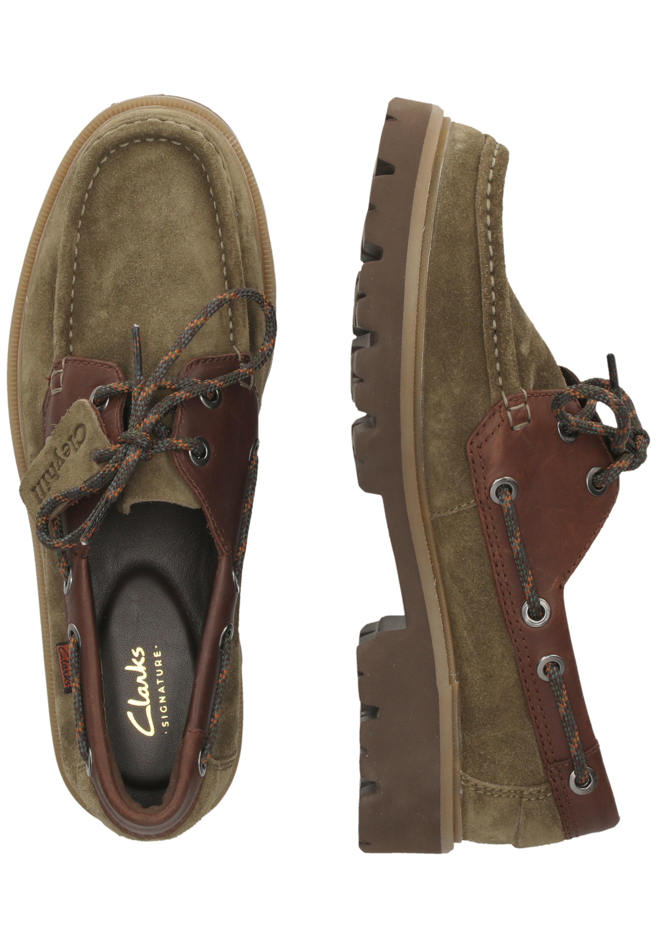 CLARKS Schnürschuhe 'Cleyhill Boat' in Grau