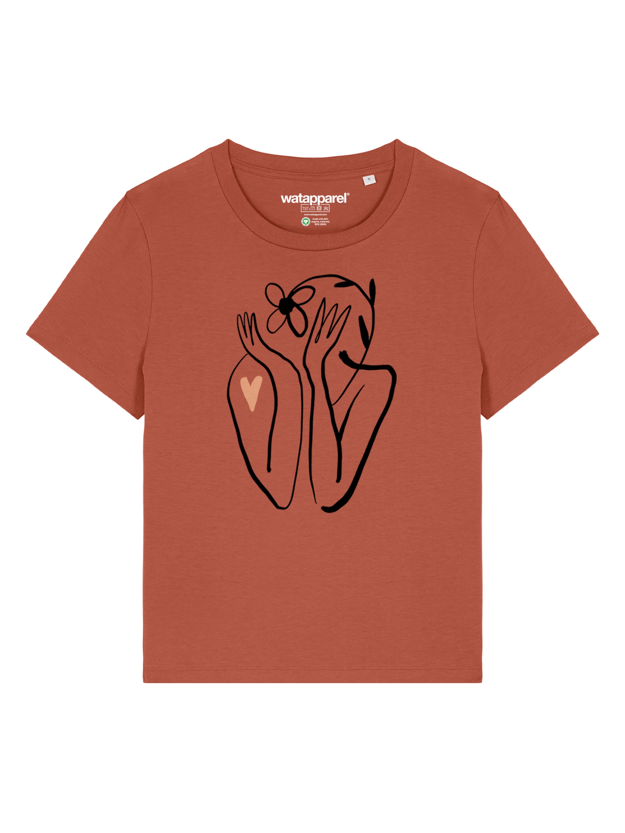 T-shirt 'Self Love' Watapparel en marron : devant