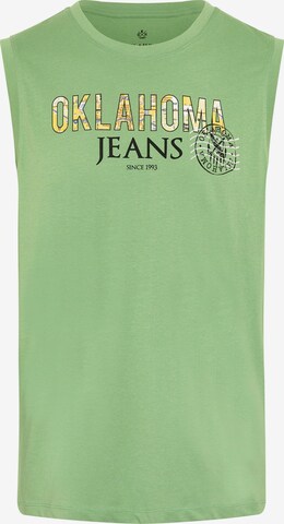 Oklahoma Jeans Tanktop ' mit Label-Print ' in Grün: predná strana