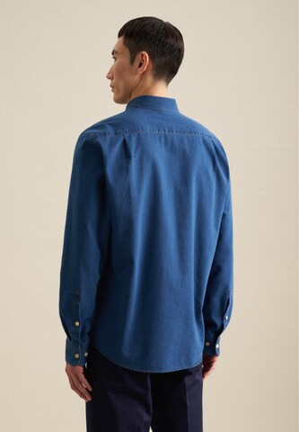 SEIDENSTICKER Comfort fit Button Up Shirt ' Schwarze Rose ' in Blue