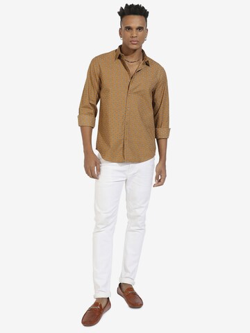 Campus Sutra Comfort fit Button Up Shirt 'Jose' in Brown