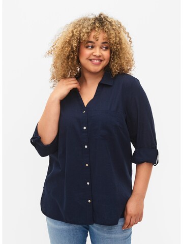 Zizzi Blouse 'VFLEX' in Blauw: voorkant