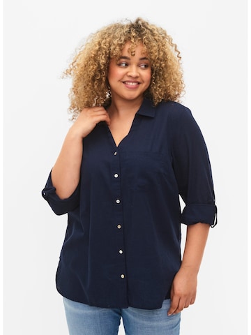 Camicia da donna 'VFLEX' di Zizzi in blu: frontale