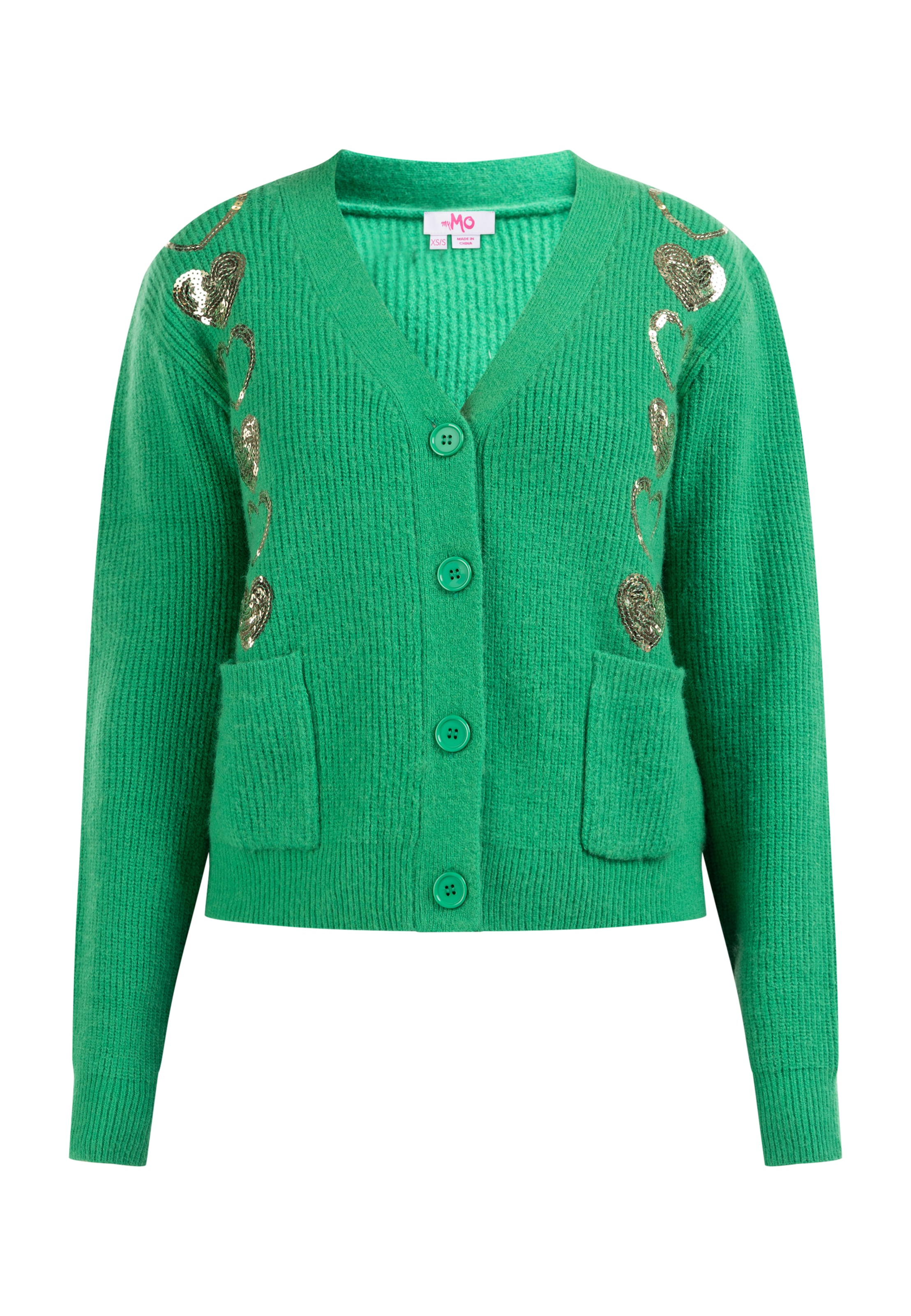 MYMO Pletena jopa 'Nolie' | zlata / travnato zelena barva, Prikaz izdelka