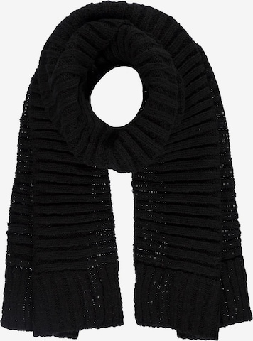 Passigatti Wrap 'Wolliger Strickschal gerippt' in Black: front