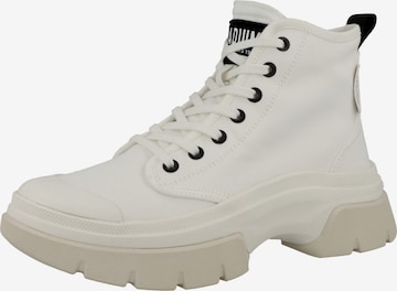 Palladium Lace-Up Ankle Boots in White: front