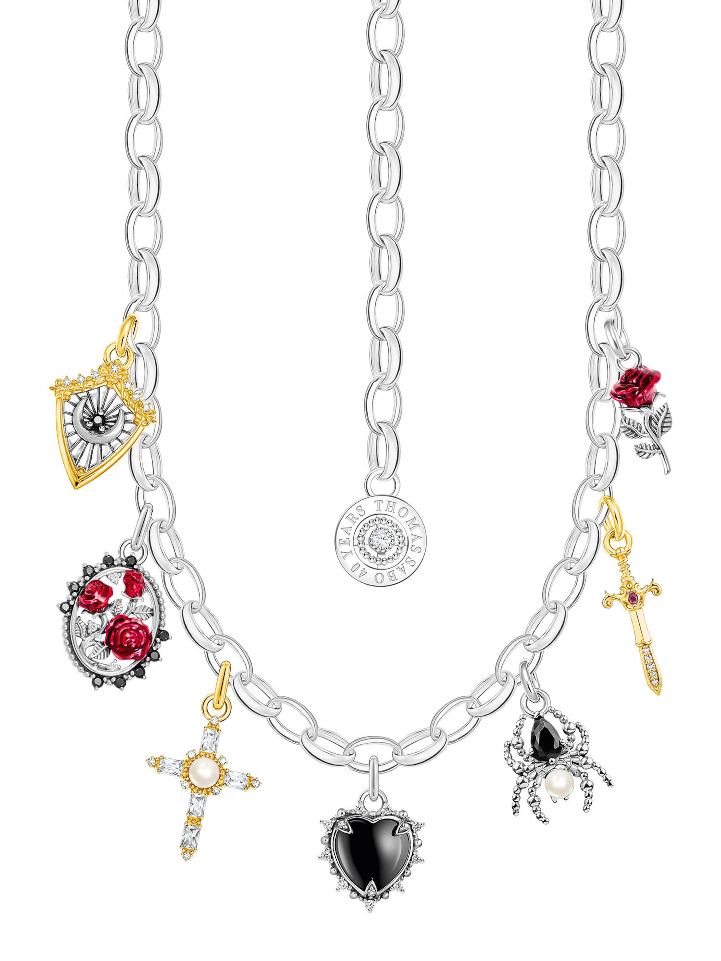 Thomas Sabo Kette in 45 in gold / dunkelrot / schwarz / silber, Produktansicht