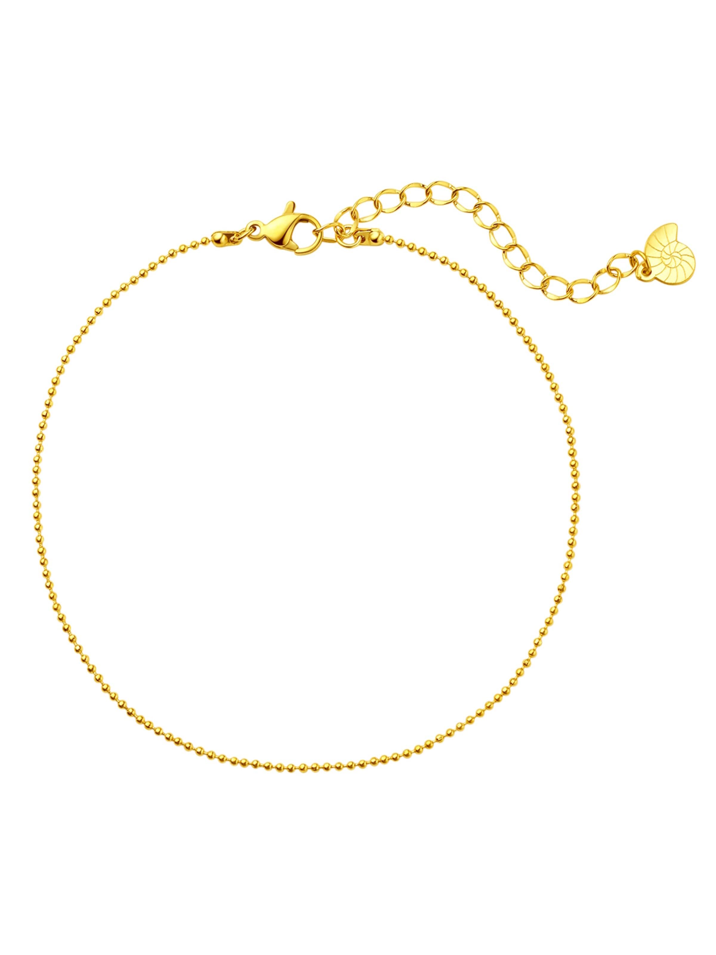 Hey Happiness Fußschmuck 'Bead Line'‌ in Gold: Vorderseite