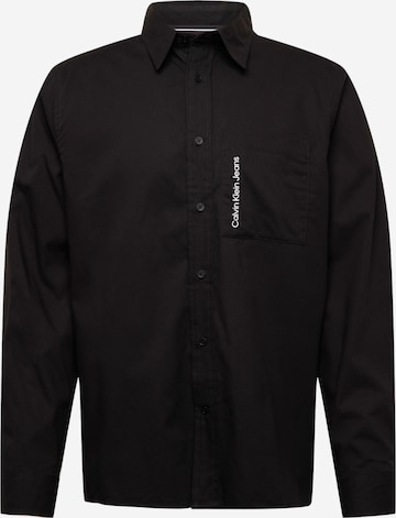 Calvin Klein Jeans Button Up Shirt in Black: front