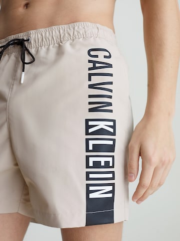 Calvin Klein Swimwear Board Shorts 'Intense Power' in Beige