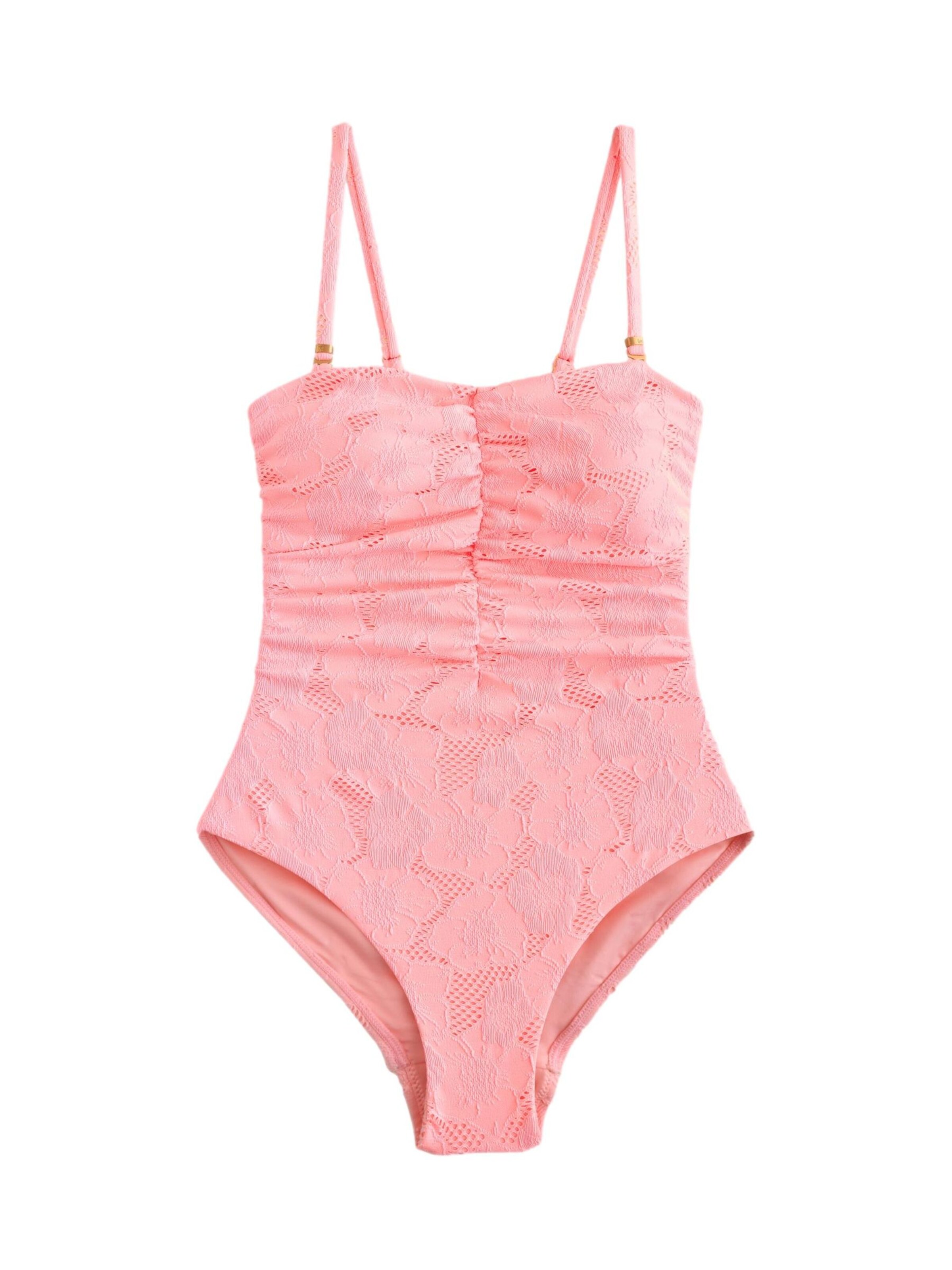 Next Ολόσωμο μαγιό σμίλευσης σε ροζ: μπροστά