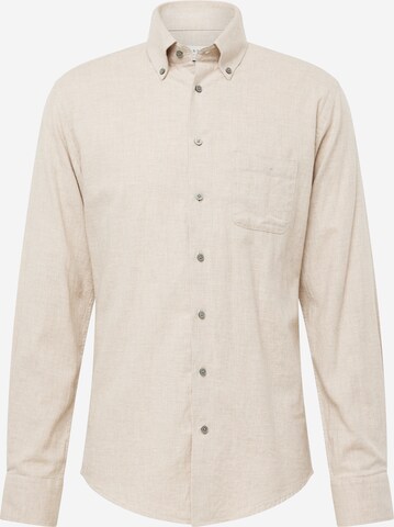 Bruun & Stengade Slim fit Overhemd 'Floyd' in Beige: voorkant