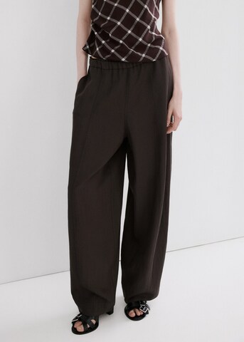 MANGO Wide leg Pants in Brown: front