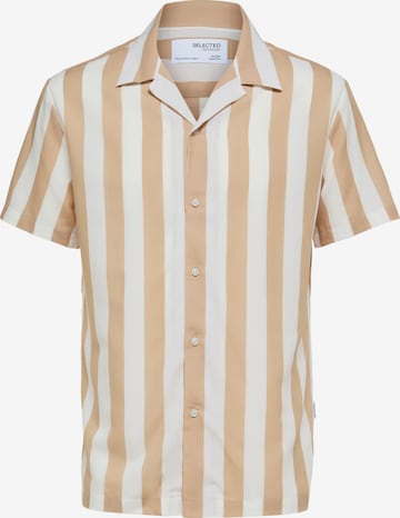 SELECTED Button Up Shirt in Brown: front