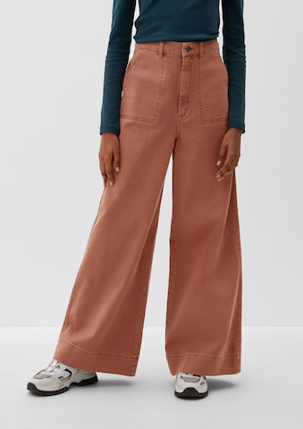 QS Wide leg Jeans in Bruin: voorkant