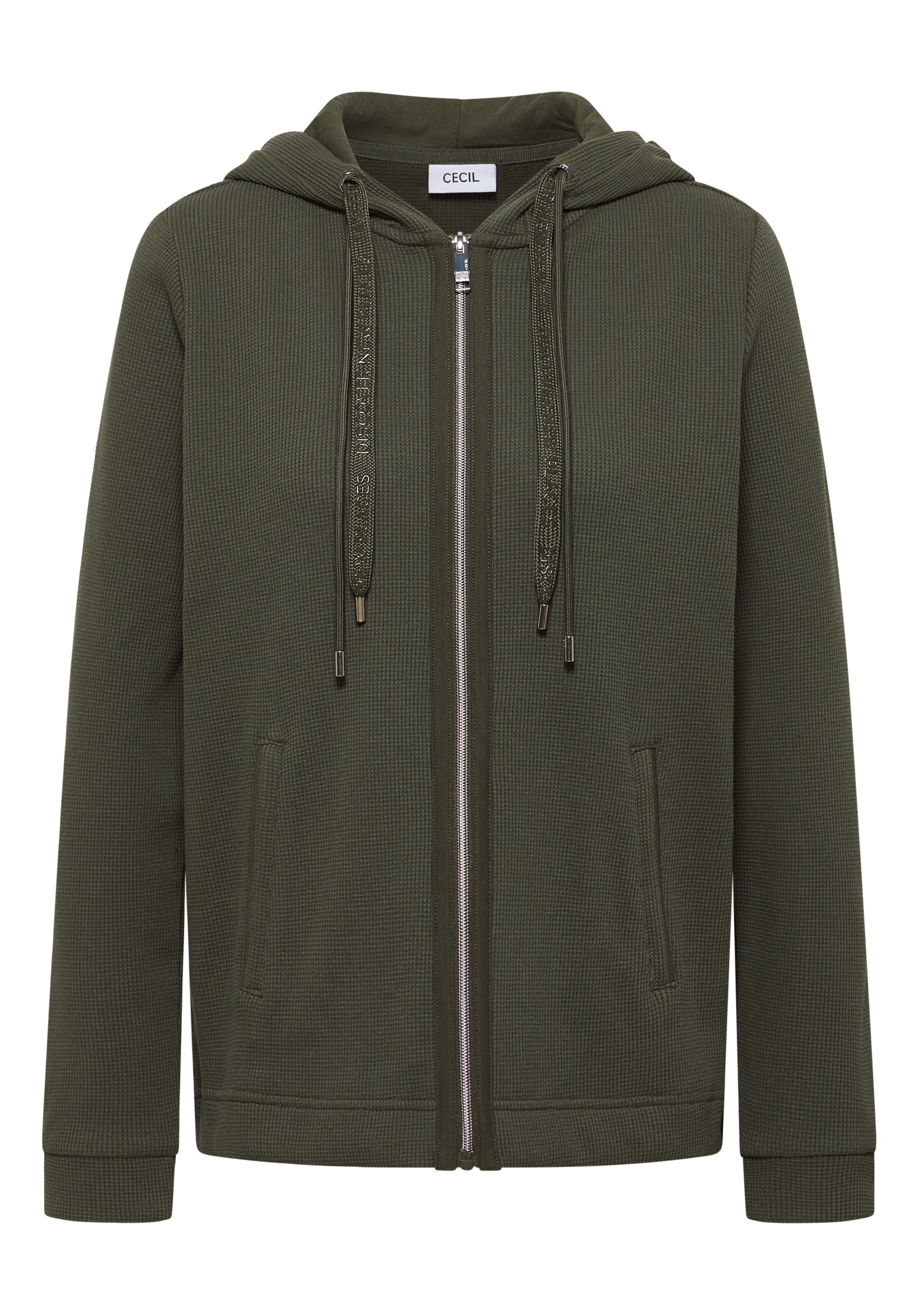 CECIL Zip-Up Hoodie in Green: front