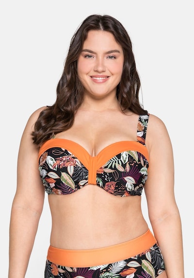Sutien costum de baie SHEEGO pe verde / lila / portocaliu / negru / alb, Vizualizare model