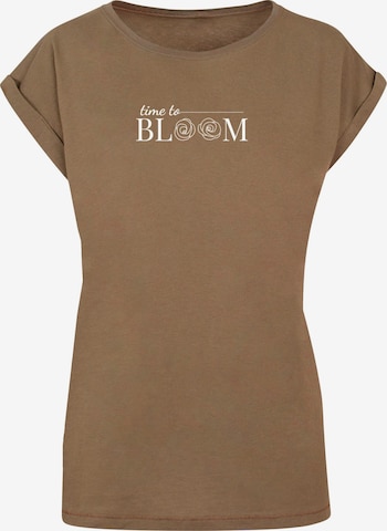Merchcode Shirt 'Time to bloom' in Brown: front