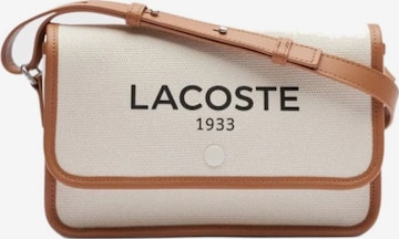 LACOSTE Axelremsväska 'Lacoste Sac Bandoulière Heritage Canvas Natural Tan' i vit: framsida