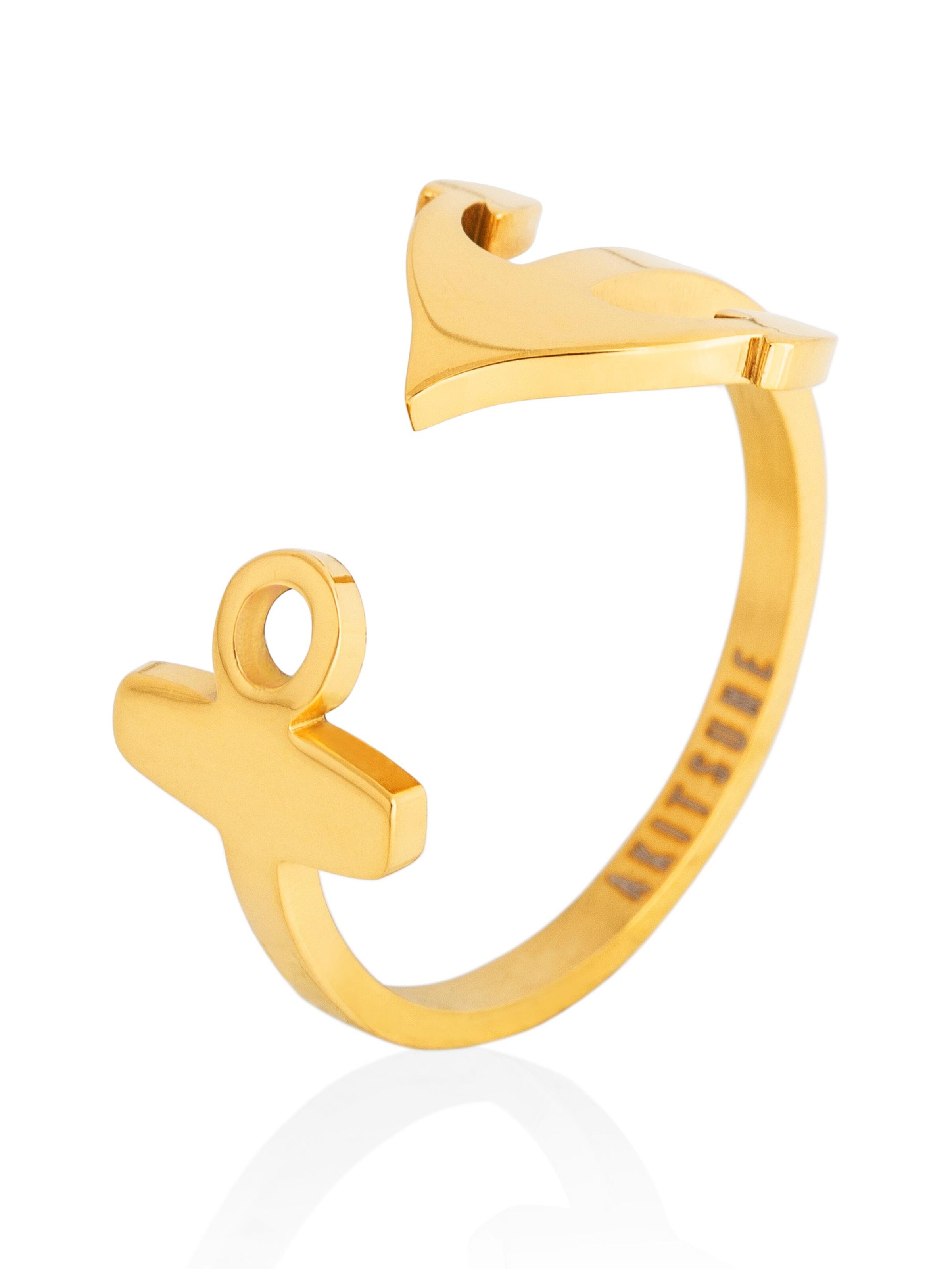 Akitsune Ring 'Anchor' in Gold: front