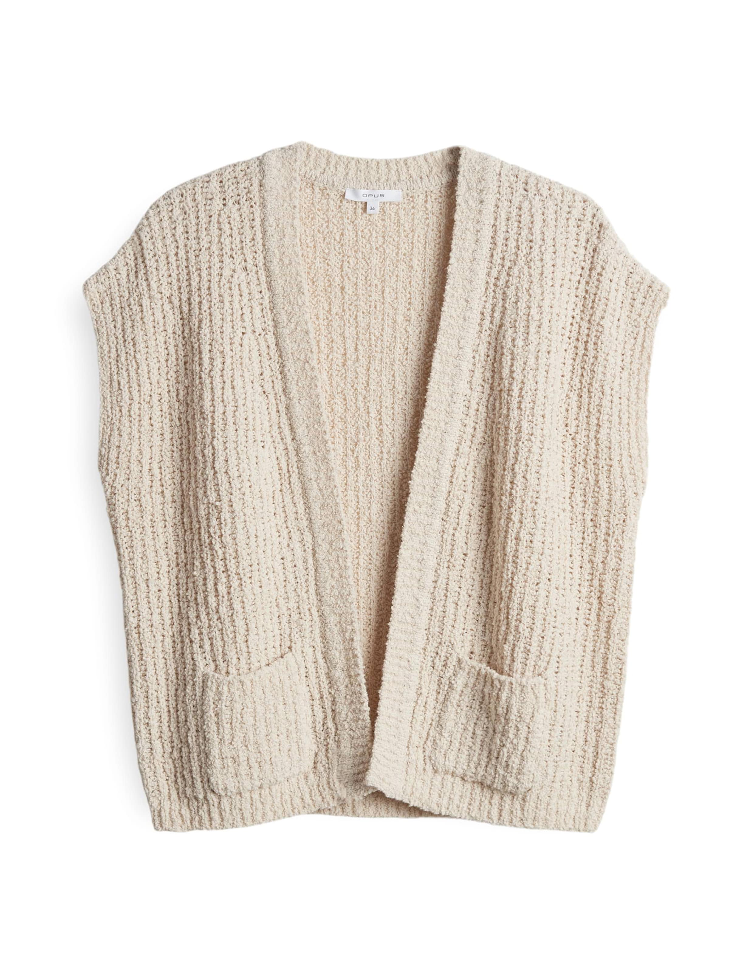 OPUS Плетен елек 'Dimola' в бежово: отпред