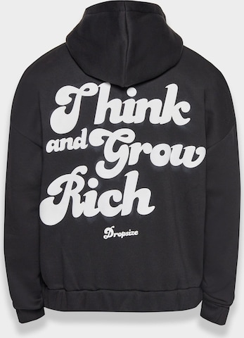Dropsize Zip-Up Hoodie 'Heavy Grow Rich' in Black: front