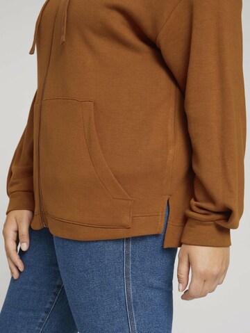 Tom Tailor Women + Zip-Up Hoodie in Brown