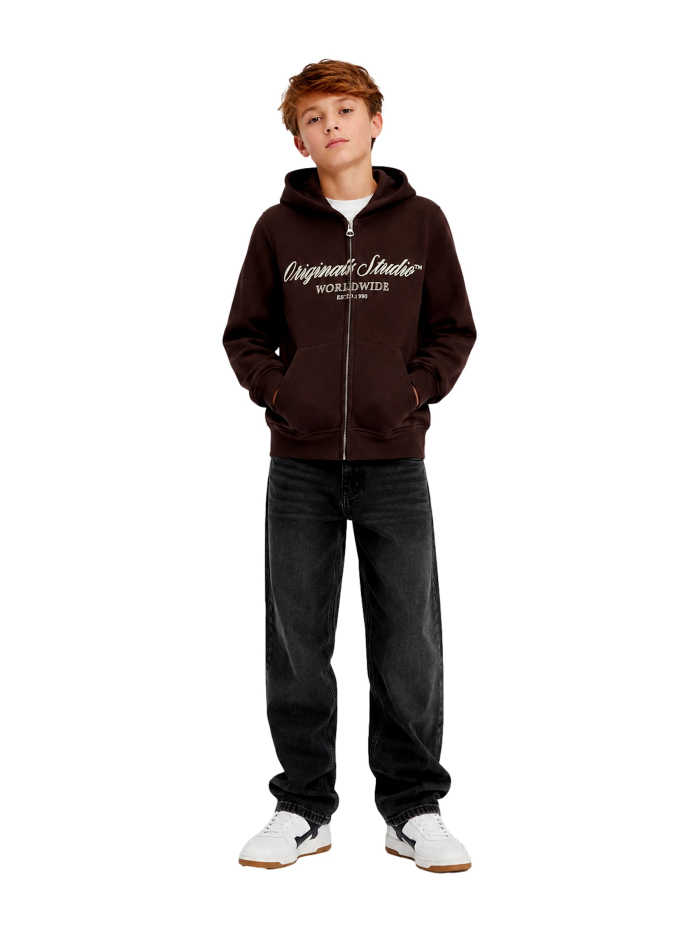 Jack & Jones Junior - Casaco em moletão 'JORNorrebro' em castanho