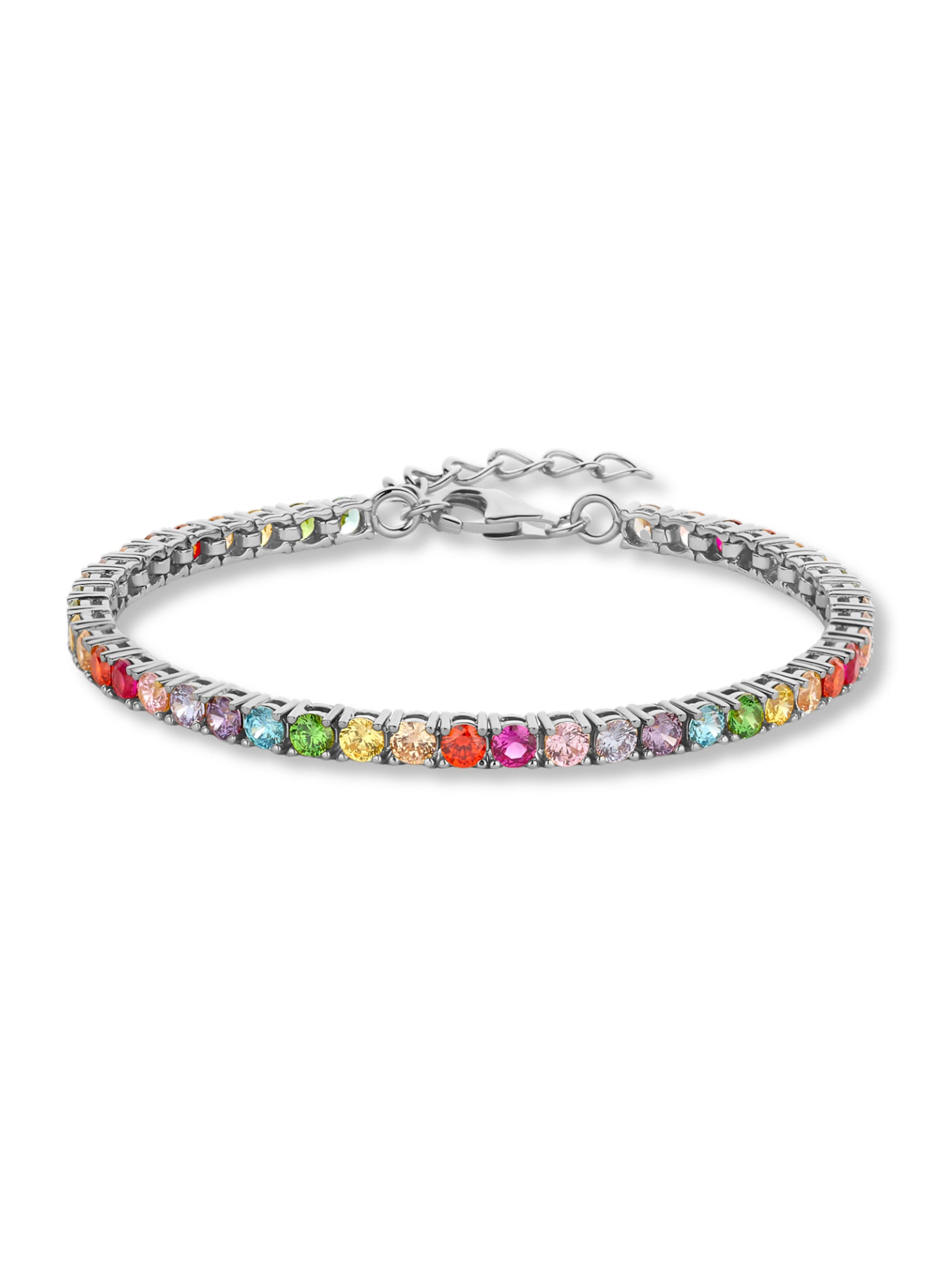 Pure Schmuck Armband 'Iced Out Rainbow Tennisarmband 925 Silber'‌‌‌‌‌‌ in Silber: Vorderseite