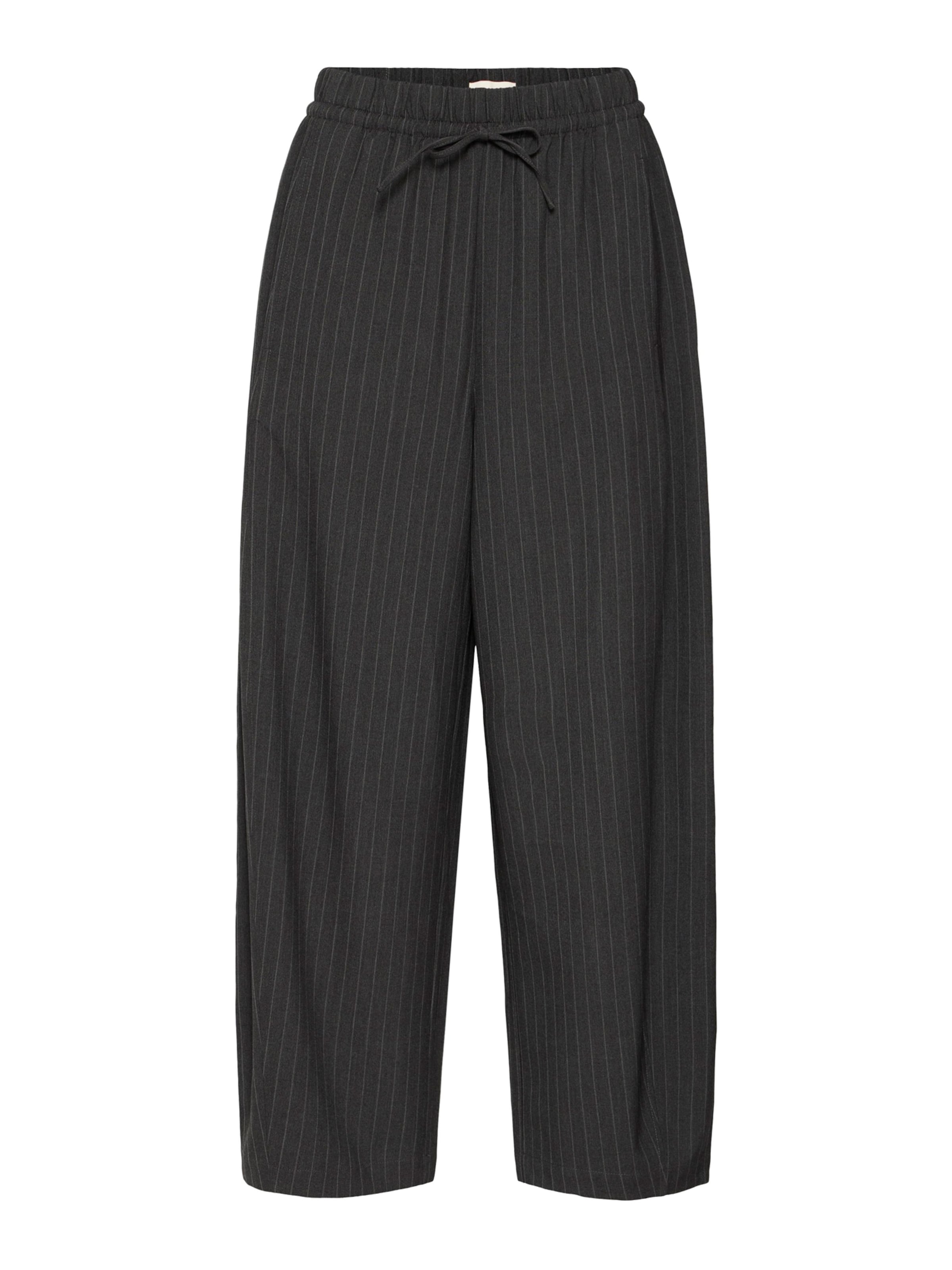 ICHI Широка кройка Панталон 'IXTRINE' в сиво: отпред