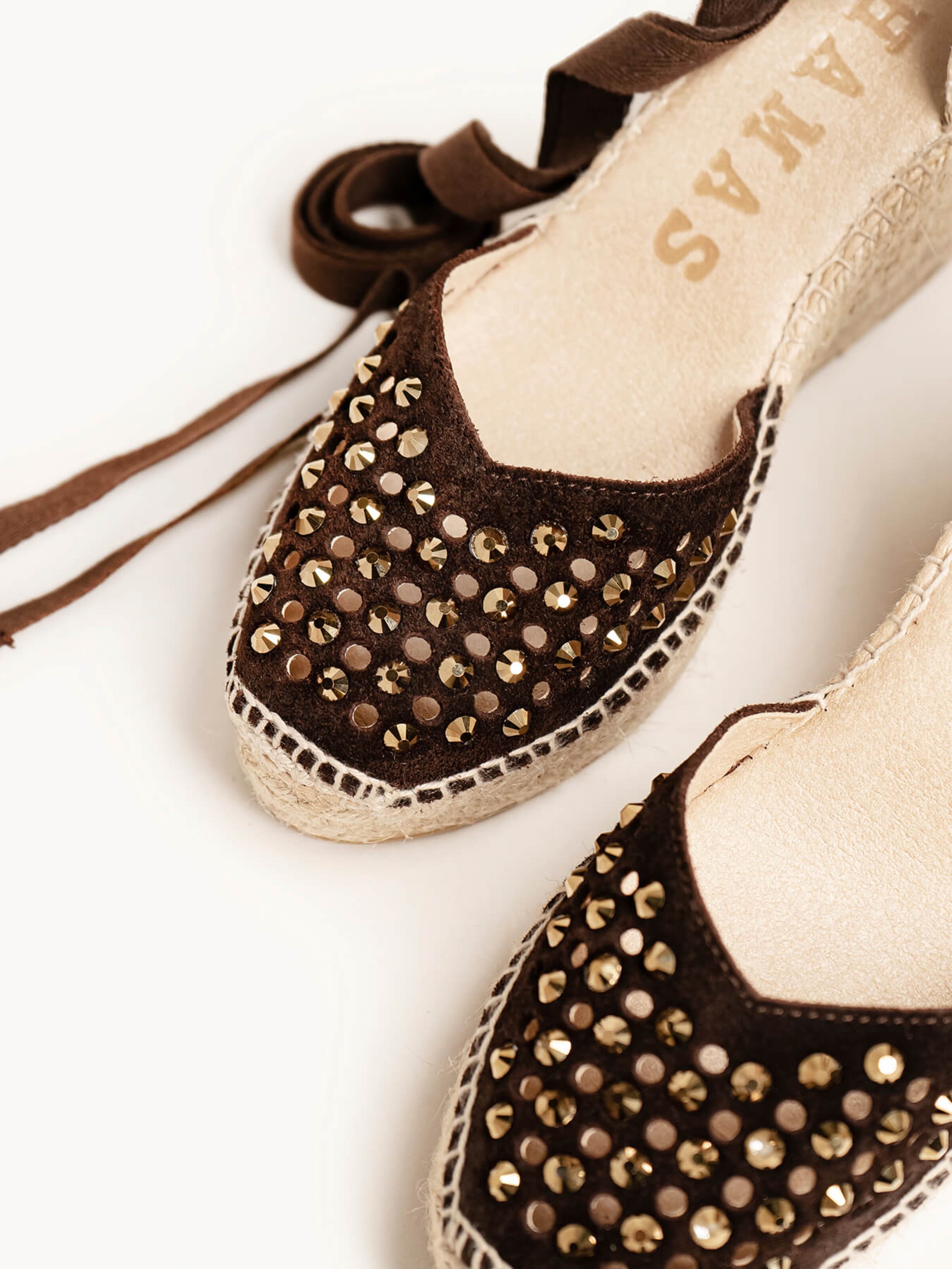 Alhamas - Zapatos destalonado 'Alpargata Cuña 10 cm' en marrón