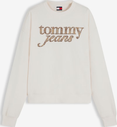 XXS dydžio Megztinis be užsegimo iš Tommy Jeans, spalva – ruda (konjako) / balta, Prekių apžvalga