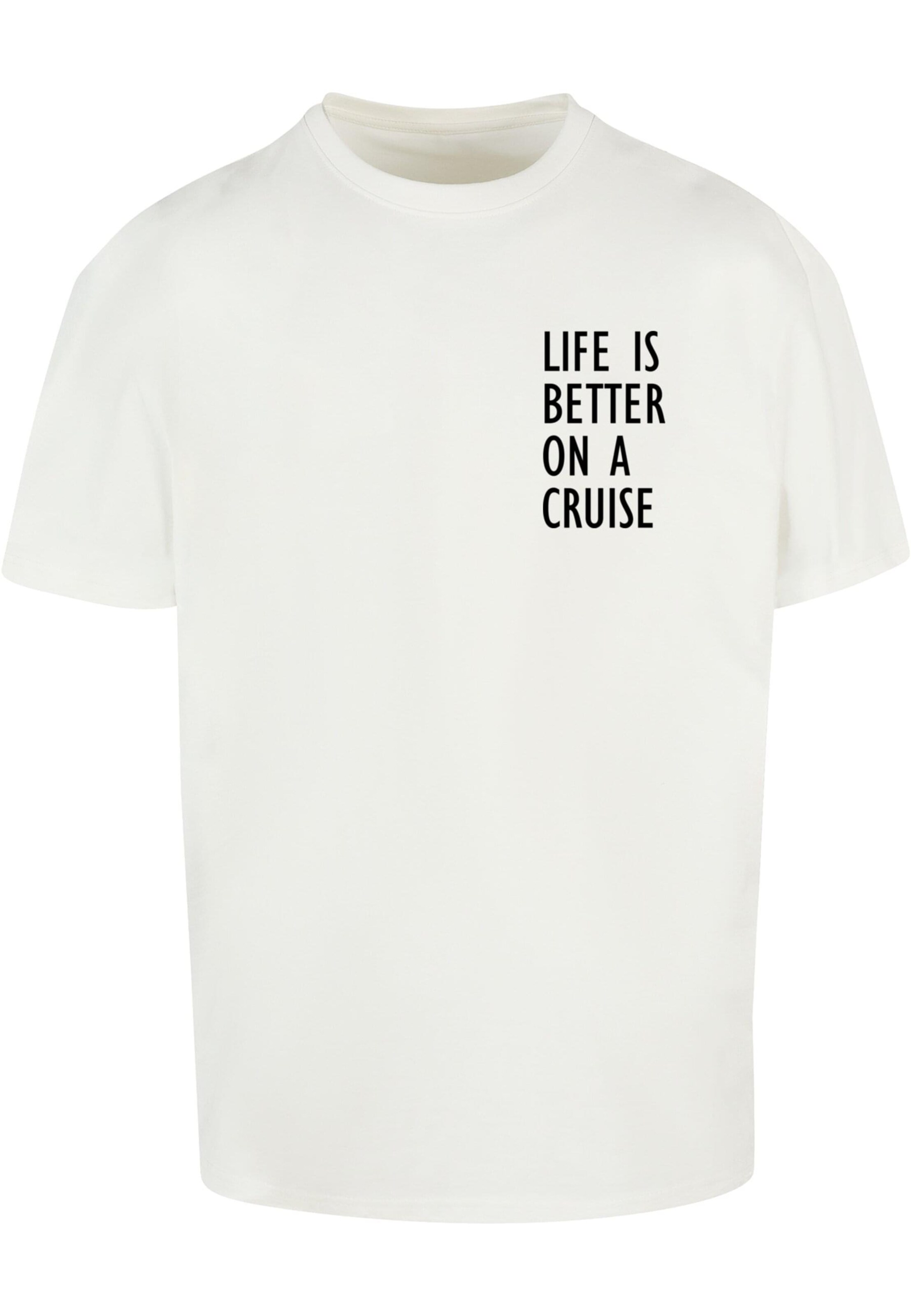 Merchcode Shirt 'Life Is Better' in Wit: voorkant